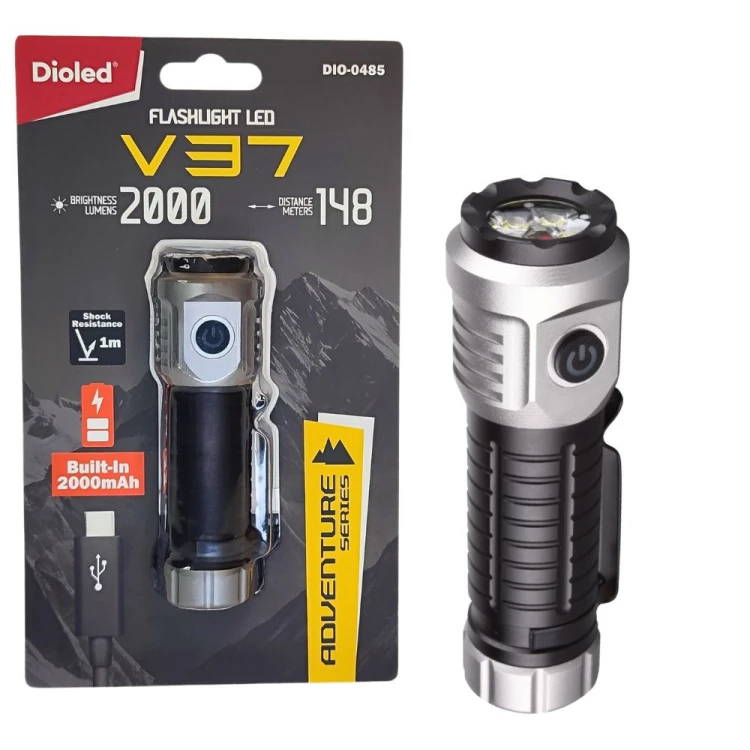 Latarka ręczna akumulatorowa 20W 2000lm V37 ADVENTURE; Dioled DIO-0485