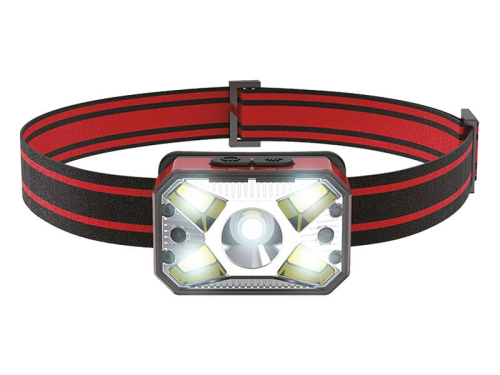 Latarka czołowa LED 5W + COB 3W, sensor ruchu, akumulator