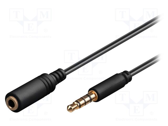 Przedłużacz wtyk JACK 3,5mm 4pin - gniazdo JACK 3,5mm 4pin, długość 5m; Goobay