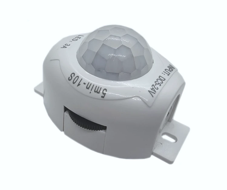 Czujnik ruchu PIR, włącznik automatyczny, 5-24V 3A 10s-5min