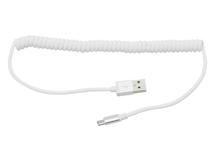Kabel USB wtyk A - wtyk micro B, 1,5m biały spiralny; BLOW