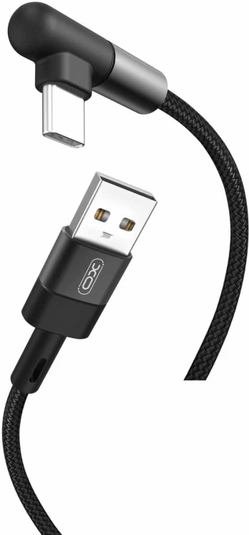 Kabel USB wtyk A - wtyk micro B kątowy, 1m czarny; XO-NB152