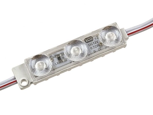 Moduł LED 0,72W czerwony 625nm IP68 12VDC, 3xSMD2835; Samsung Eco Lens