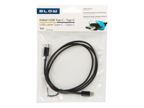 Kabel USB wtyk C - wtyk C, 1m czarny; Blow