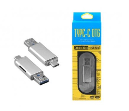 Adapter czytnik kart SD, wtyki USB A/USB micro + USB C