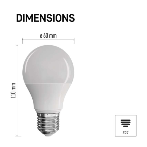 Żarówka LED E27 7,3W 645 lm; biała ciepła 2700K; EMOS Classic