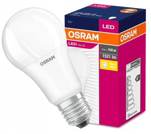 Żarówka LED E27 13W 1521 lm; biała ciepła 2700K; OSRAM Classic A100