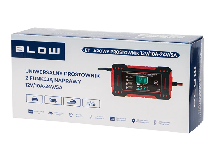 Prostownik 12V 10A / 24V 5A automatyczny ; BLOW