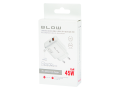 Ładowarka USB 45W GaN biała, PD USB-C + QC USB-A