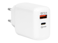Ładowarka USB 45W GaN biała, PD USB-C + QC USB-A