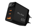 Ładowarka USB 65W GaN watomierz, czarna, 2xPD USB-C + QC USB-A; BLOW