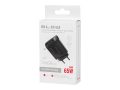 Ładowarka USB 65W GaN watomierz, czarna, 2xPD USB-C + QC USB-A; BLOW