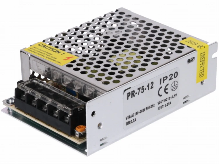 Zasilacz modułowy 12V 75W 6,25A; PR-75-12