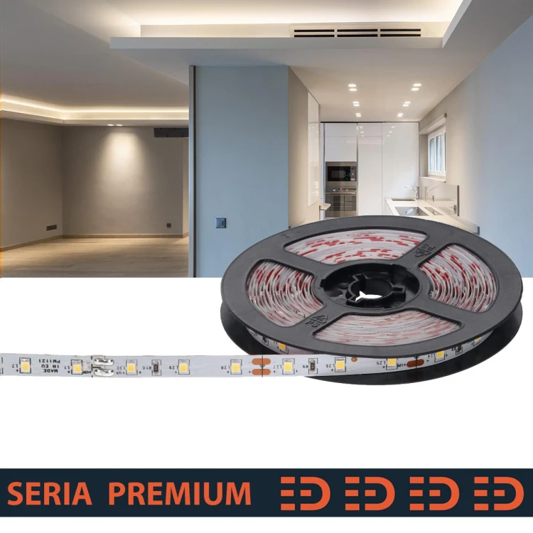 Taśma LED biała neutralna 4000K, Premium CRI90, 12V 60xSMD2835/m