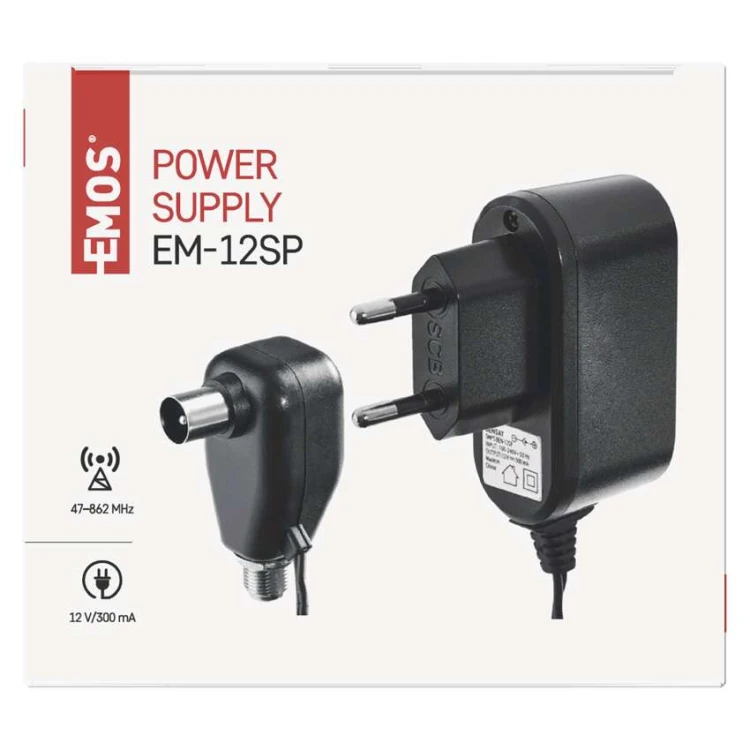 Zasilacz antenowy 12V 300mA impulsowy; EMOS EM-12SP