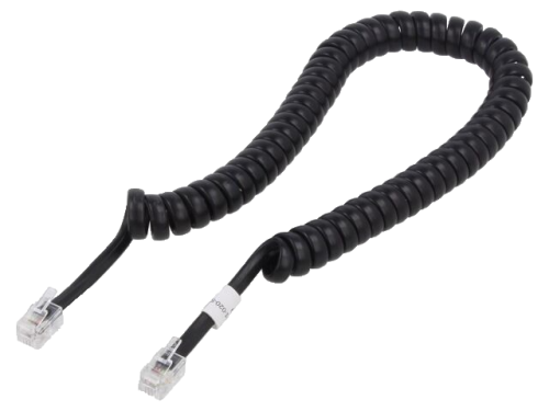 Kabel telefoniczny spiralny, słuchawkowy 2m czarny
