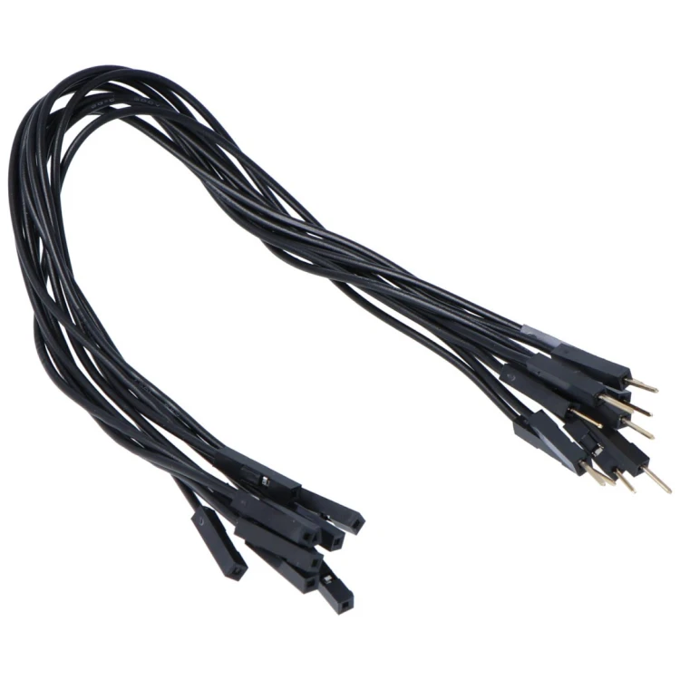 Kable do płytek stykowych, męsko-żeńskie 10szt, dł.10cm czarne
