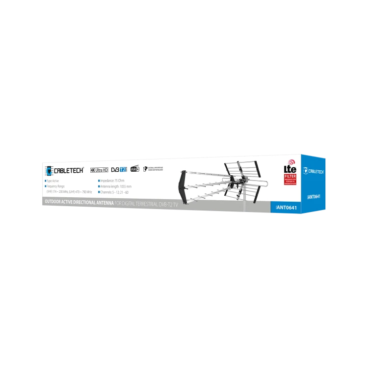 Antena DVB-T2 VHF/UHF MUX8 kierunkowa ze wzmacniaczem; Cabletech