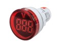 Woltomierz panelowy LED M28mm 12-500VAC czerwony