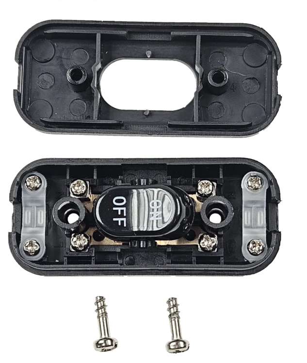 Przełącznik na kabel 6A 250V, 2 sekcje czarny; PK303-2