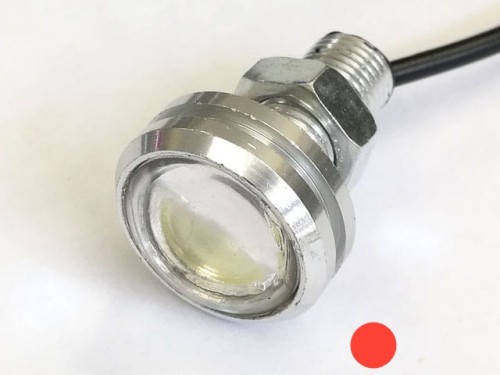 Żarówka LED 1W 12V czerwona, obudowa aluminium srebrna