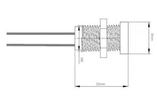 Kontrolka LED 12V 8mm metalowa, płaska, czerwona