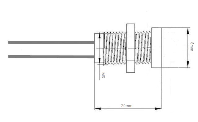 Kontrolka LED 12V 8mm metalowa, płaska, czerwona