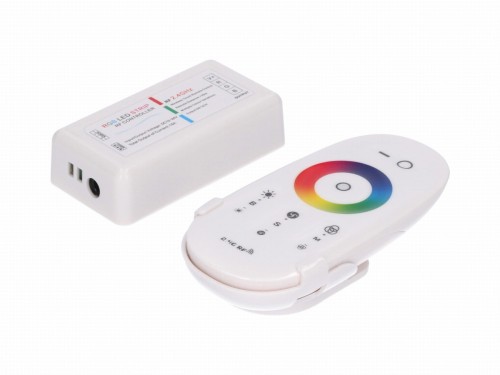 Sterownik LED RGB 3x6A, biały, pilot touch RF, 12-24V; 216W