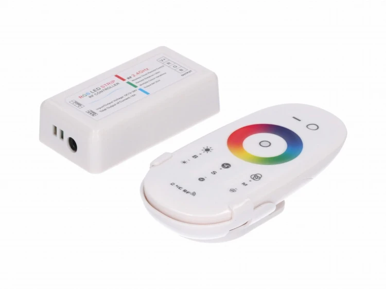 Sterownik LED RGB 3x6A, biały, pilot touch RF, 12-24V; 216W