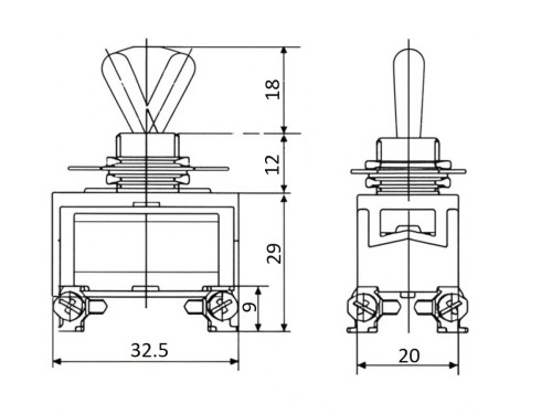 Przełącznik dźwigniowy OFF-ON 15A 250V DPST; TEN1221