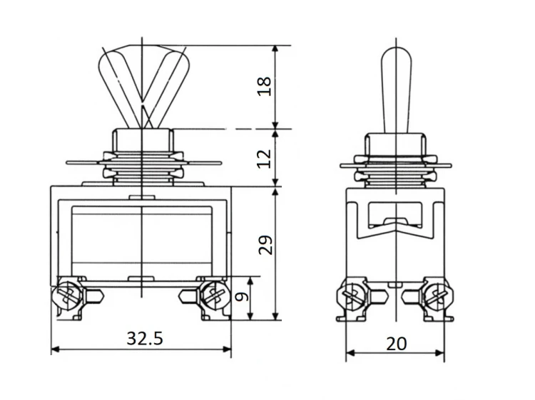 Przełącznik dźwigniowy OFF-ON 15A 250V DPST; TEN1221