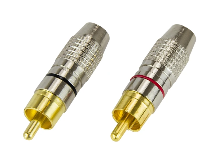 Wtyk CINCH metal moletka, gold tip, kpl.2 sztuki