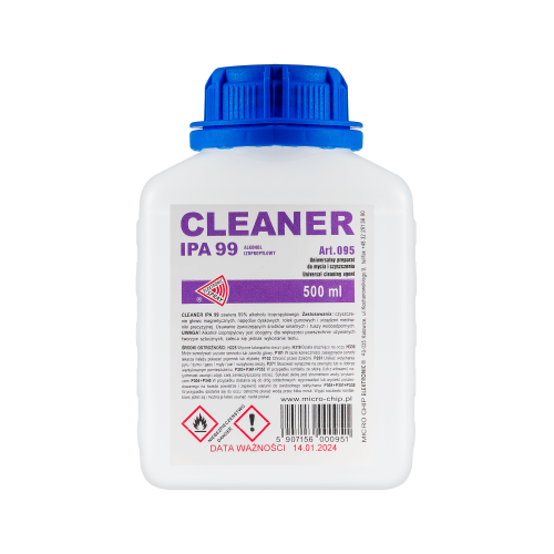Alkohol izopropylowy CLEANER IPA 99 500ml, płyn; Micro Chip Elektronic
