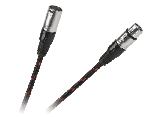 Kabel wtyk XLR - gniazdo XLR (przedłużacz mikrofonowy) 3m, czarny, oplot