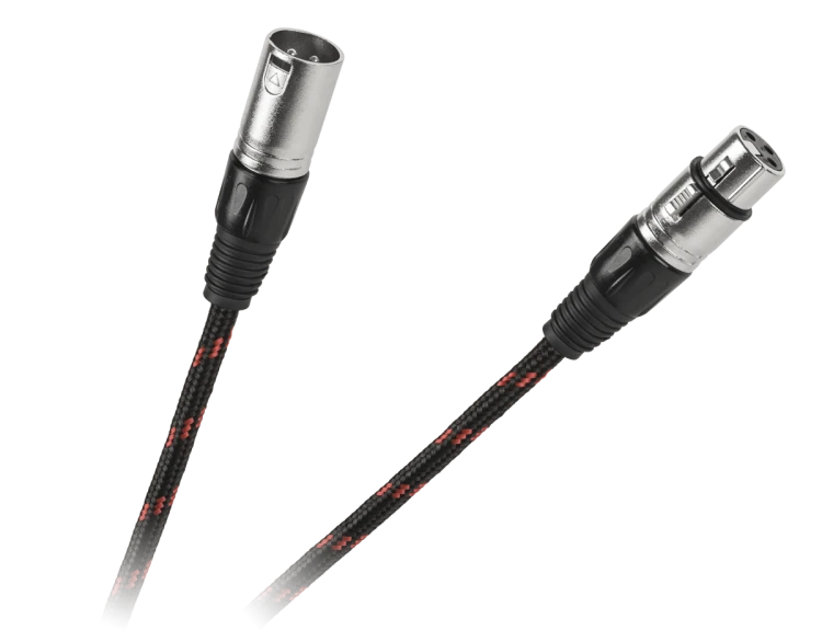 Kabel wtyk XLR - gniazdo XLR (przedłużacz mikrofonowy) 3m, czarny, oplot