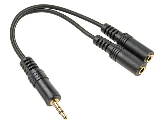Przejście wtyk Jack 3,5 na 2x gniazdo Jack 3,5 kabel 10cm HQ