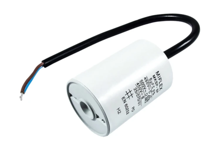 Kondensator rozruchowy 8uF 450VAC, przewody; MIFLEX MKSP-5P