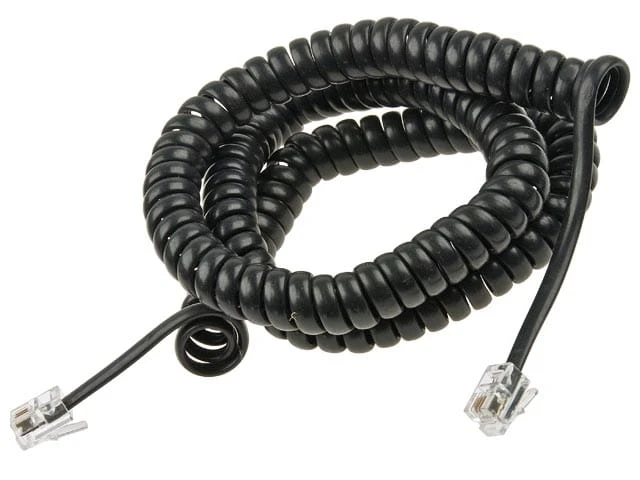 Kabel telefoniczny spiralny, słuchawkowy 4m czarny