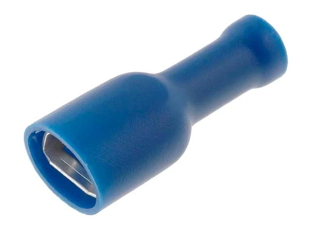 Konektor żeński 6,3mm niebieski, izolowany cały