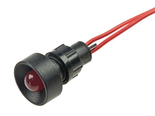 Kontrolka LED 230V 10mm czerwona, wklęsła, z przewodem