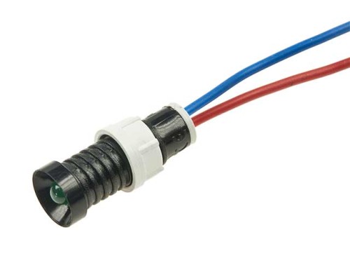 Kontrolka LED 12...24V 5mm zielona, wklęsła, z przewodem