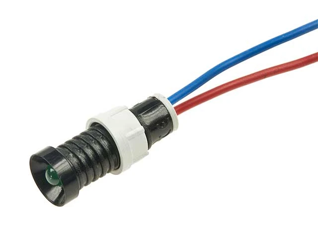 Kontrolka LED 12...24V 5mm zielona, wklęsła, z przewodem