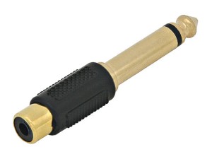 Przejściówka wtyk Jack 6,35mm mono na gniazdo RCA , plastyk gold