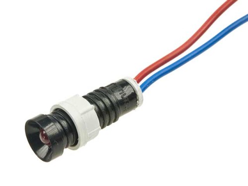 Kontrolka LED 5mm czerwona 12V...24V, wklęsła, z przewodem