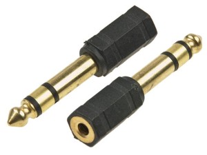 Przejściówka wtyk Jack 6,35mm stereo - gniazdo Jack 3,5mm stereo, złoto-czarne