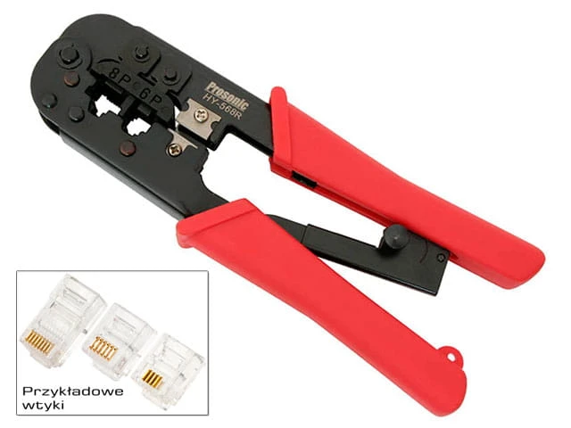 Zaciskarka wtyków RJ11, RJ12, RJ45 z regulacją, HY568R