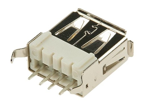 Gniazdo USB A, pionowe, THT