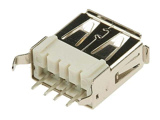 Gniazdo USB A, pionowe, THT