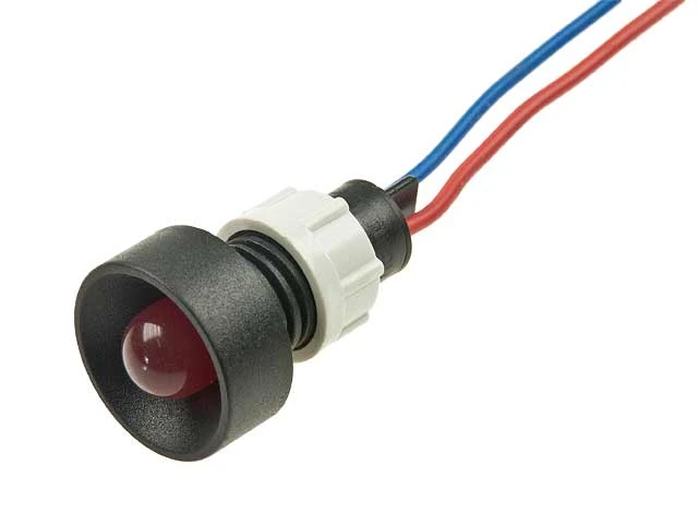 Kontrolka LED 12...24V 10mm czerwona , wklęsła, z przewodem