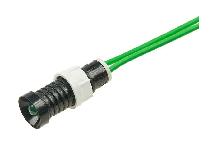 Kontrolka LED 230V 5mm zielona, wklęsła, z przewodem